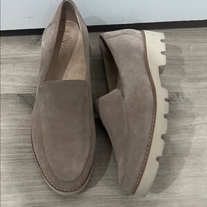 Vionic Kensley Women’s Loafers, Taupe Suede with Lug Sole and arch support